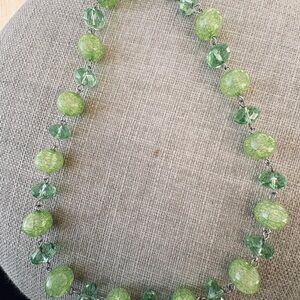 Handcrafted Light Green Crackle Bead Necklace - Women Jewelry